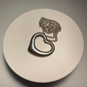 Tiffany & Co. Elsa Peretti Extra LARGE Open Heart Pendant Necklace Silver 30”